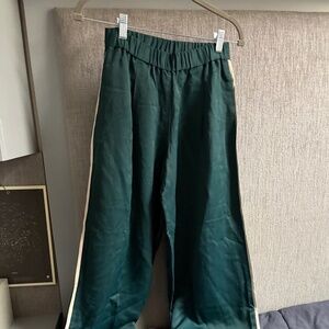 TWP Drapey Green Pants with Off White Piping